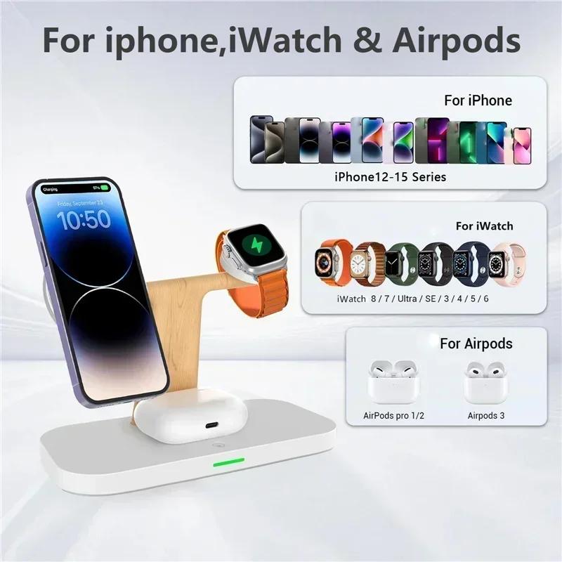 4 в 1 магнитная беспроводная зарядная подставка для iPhone 16 15 14 13 Pro Max Watch 1-9 AirPods быстрая зарядная станция держатель телефона