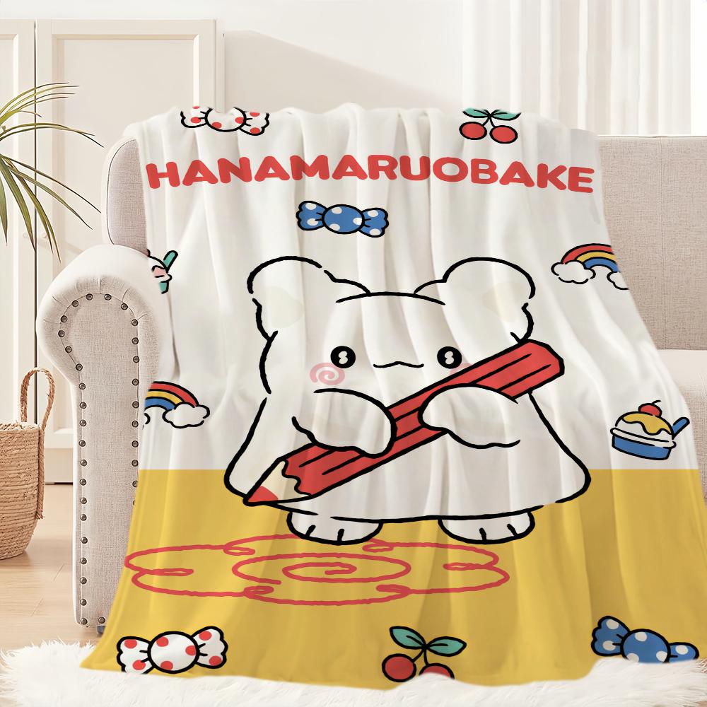Мультяшный H-Hanamaruobake Милый кавайный Плед Плюшевый для сна Диван Коврик для гостиной Офиса Спальни День рождения Дом Путешествия Детские подарки