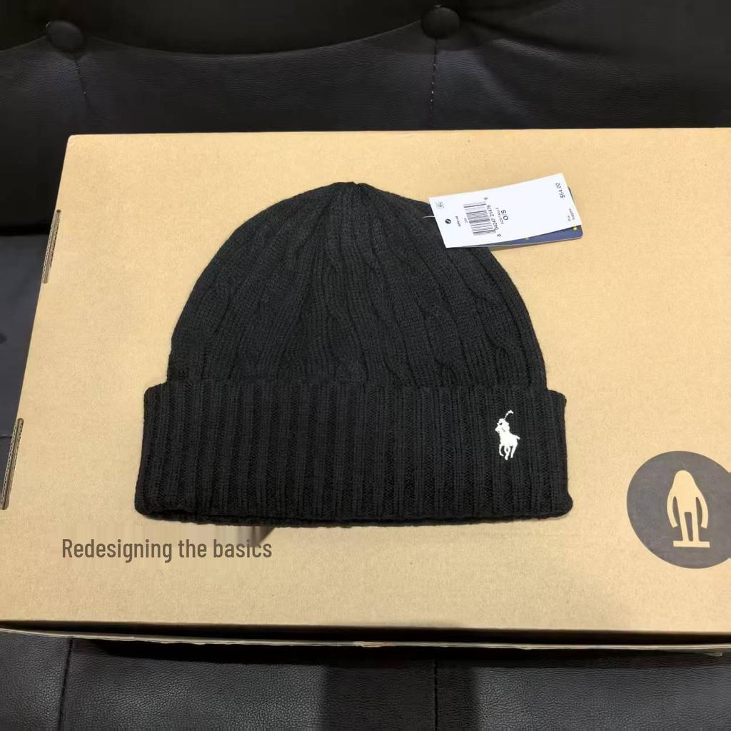 Winter Classic Cable Knit Wool Blend Scarf & Hat Set with Pony Embroidery for Couples