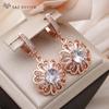 Модные круглые серьги с цирконием и цветами для женщин, вечерние украшения, розовое золото, серьги в подарок