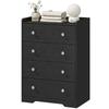 4 Drawer Chest of Drawers, Modern Dresser for Bedroom, Storage Cabinet for Living Room Entryway, Black Wood Effect