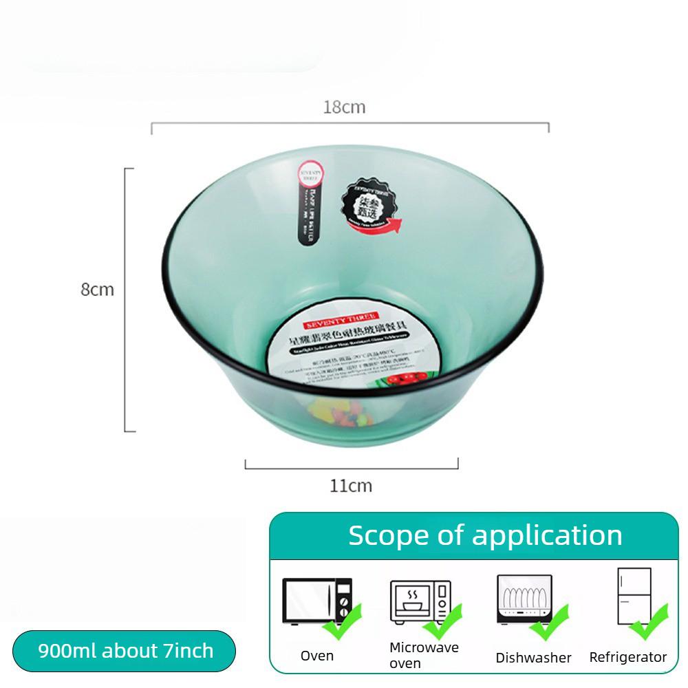 PIGE HOME High Borosilicate Glass Tableware Emerald Green Light Luxury Salad Bowl Dinner Plates Heat-resistant Glass Water Cups
