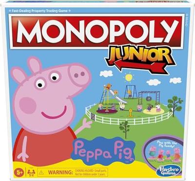 Настольная игра «Монополия: Детская версия» с Пеппой Пиг, для 2-4 игроков, комнатная игра для детей, игрушки и игры Пеппа Пиг, возраст 5+ (Эксклюзив Амазонки) [Параллельный импорт]