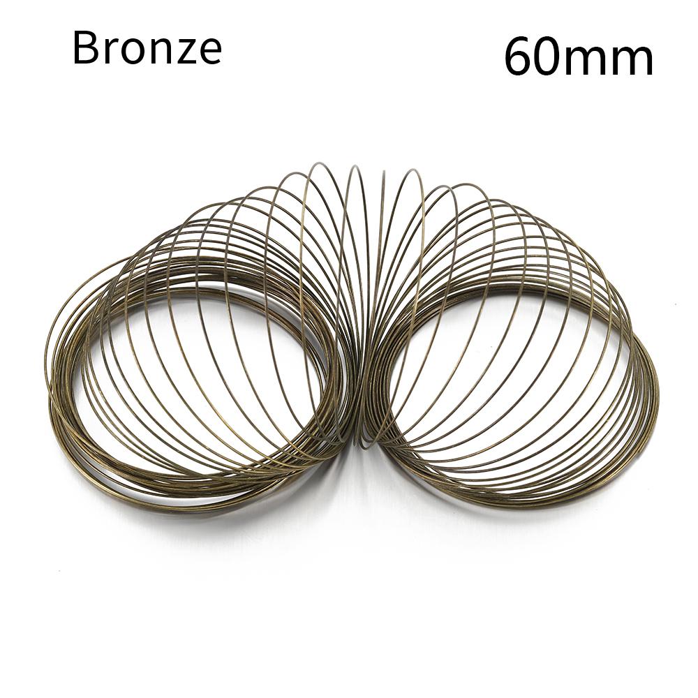 100 Loops Gold Steel Color Memory Wire 60mm Bracelet Bangle Loop 115mm Necklace Collar Hoop for Zircon Making DIY Accessories