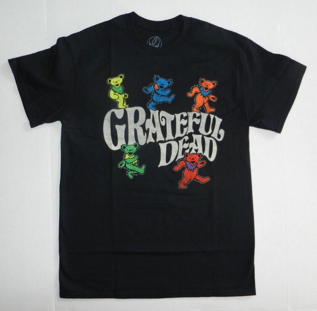 26 Grateful Dead Танцующие Медведи Черная Графическая Футболка Новая Классический Рок Унисекс Футболка