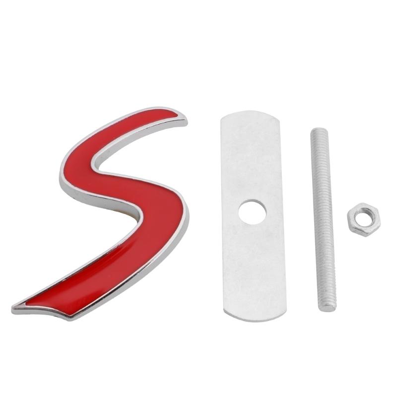 3D Metal S Front Grille Badge Emblem Decal For Mini for Cooper R50 R52 R53 R56 R Dropshipping