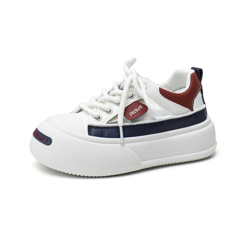 Women's Cutout Platform Sneakers Summer Breathable Walking Shoes Non-Slip Running Chunky Sneakers Female Lace-Up Lightweight Comfortable Casual Shoes