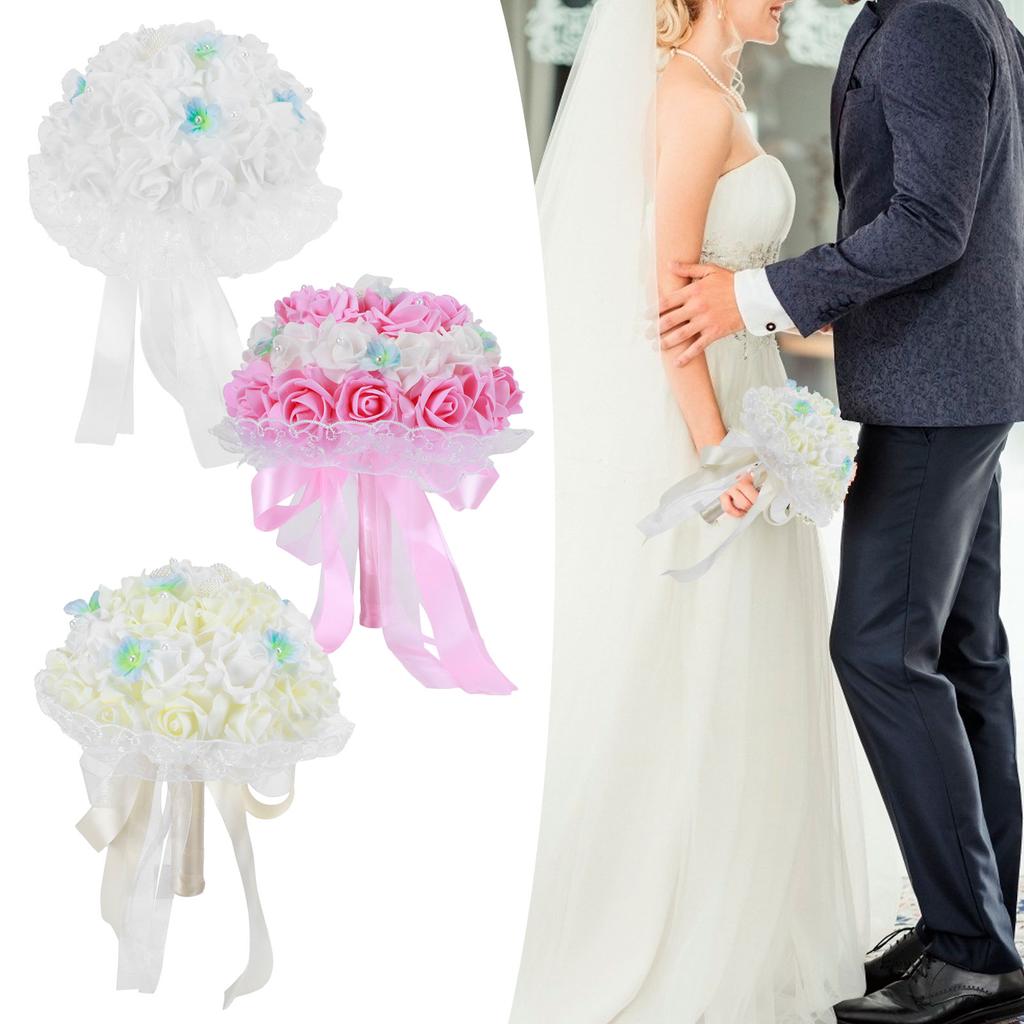 Свадебная невеста держит цветы Искусственные цветы Букет роз Свадебные принадлежности Украшения