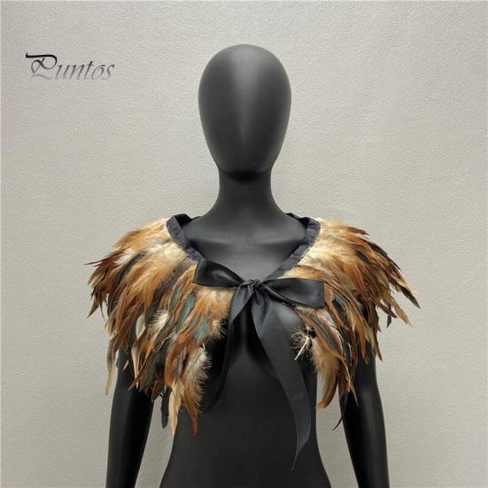 Женская шаль в готическом стиле, перьевая накидка, шарф, наплечная шаль, карнавальный костюм, винтажная шаль ручной работы с регулируемым атласным галстуком