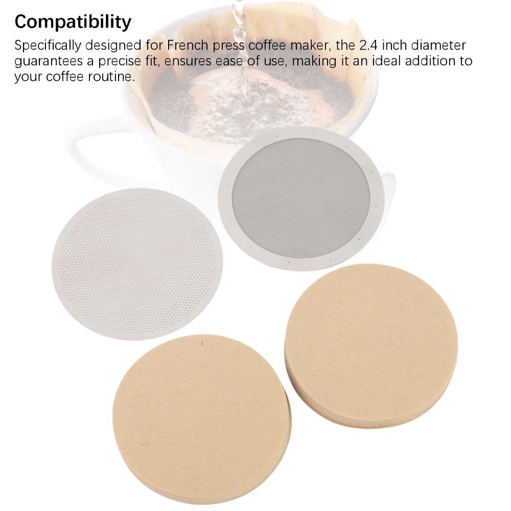 2.4 Inch Diameter Disk Coffee Filter Mesh Screen Metal Coffee Filter For French Press Coffee Maker