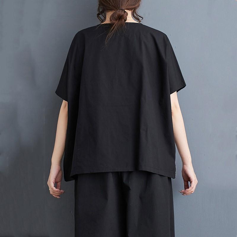 Большой размер с короткими рукавами, черная хлопковая повседневная свободная летняя футболка, топы, женская футболка