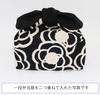 Insulated Lunch Bag, No Drawstring, Tie-On Type, Azuma Bag, Ribbon, Camellia Design (Black X Red)