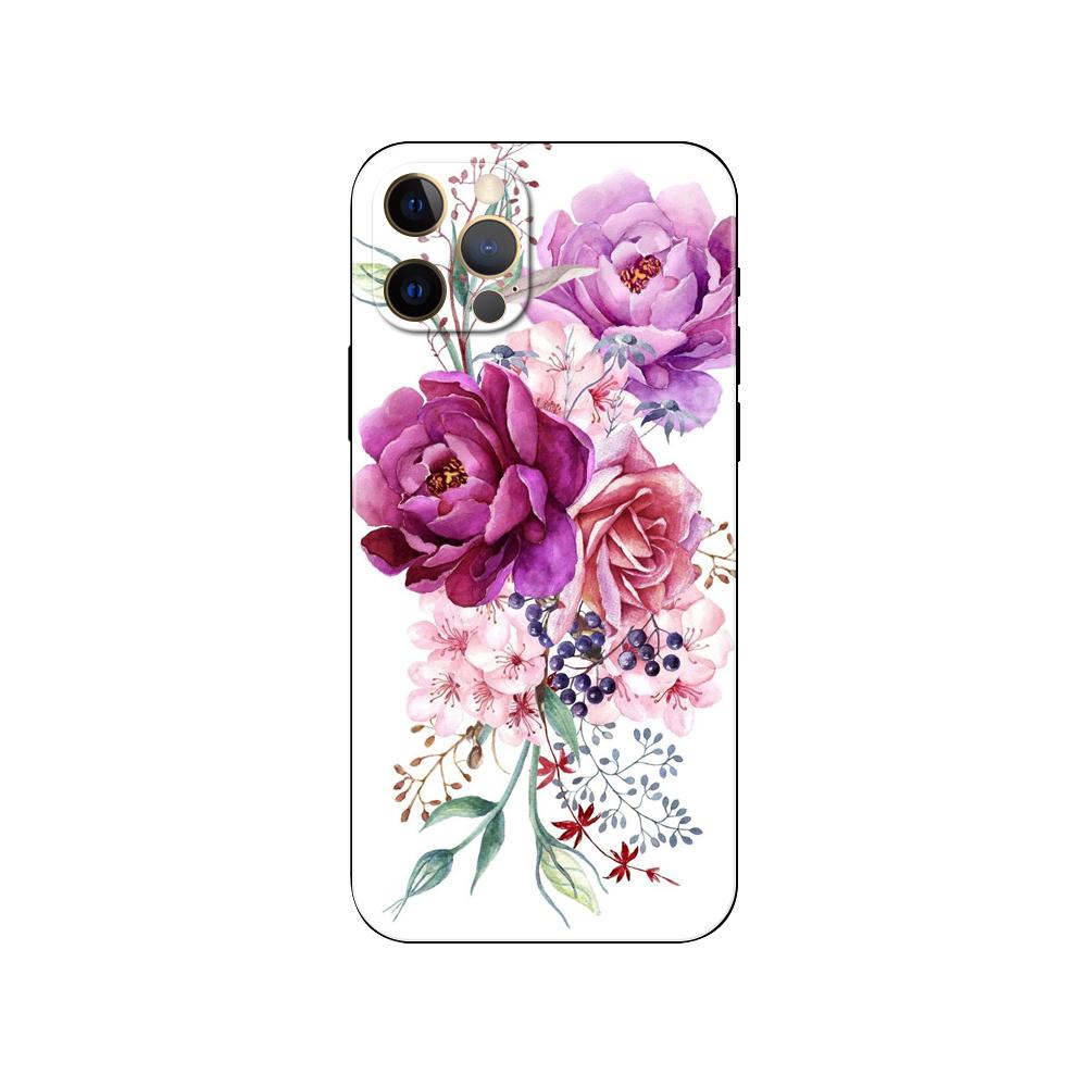 Чехол для телефона Pink Flower Peony для iPhone 5 5s 2020se 6 6s 7 8 plus x 10 XR XS 11 12 13 mini pro MAX черная задняя крышка из ТПУ