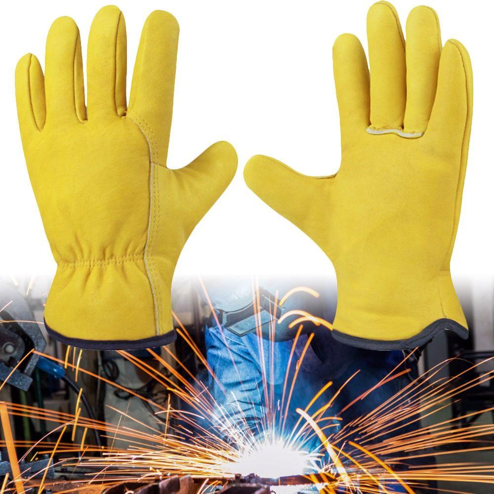 Wear-resistant Leather Mechanic Garden Plush Work Gloves Labor Gloves Driving Gloves Winter Warm