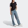 adidas Оригинальные классические футболки с логотипом бренда Adicolor, три полоски, спортивная повседневная футболка с коротким рукавом и круглым вырезом, женские топы, черные IB7407