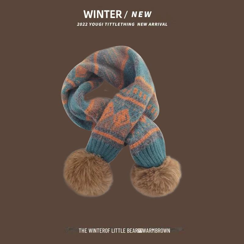 Уютный вязаный шарф в клетку для детей - теплый, ветрозащитный и милый шейный платок для мальчиков и девочек