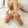 Cotton Shoes Women Winter Velvet Outward Wear 2025 New One-foot Slip Platform Heightened Big-head Bread Shoes Snow Boots