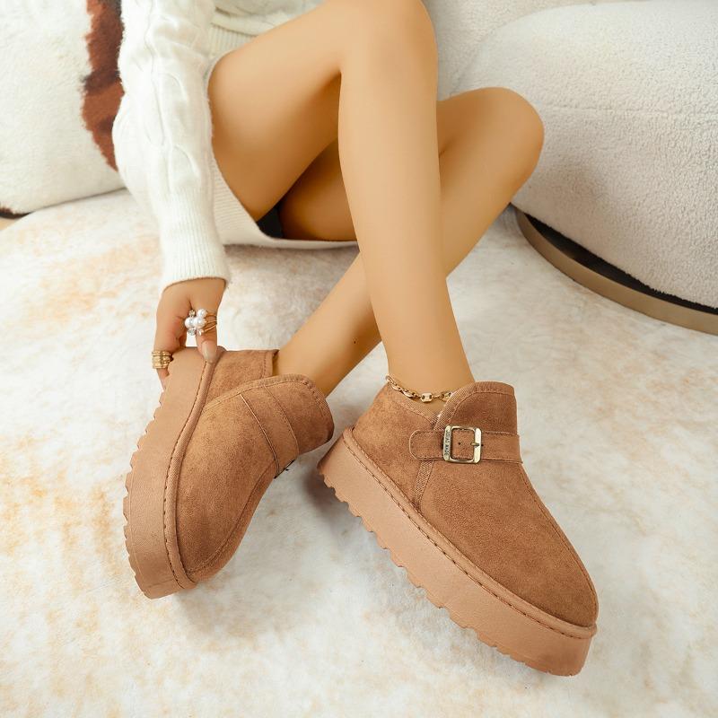 Cotton Shoes Women Winter Velvet Outward Wear 2025 New One-foot Slip Platform Heightened Big-head Bread Shoes Snow Boots