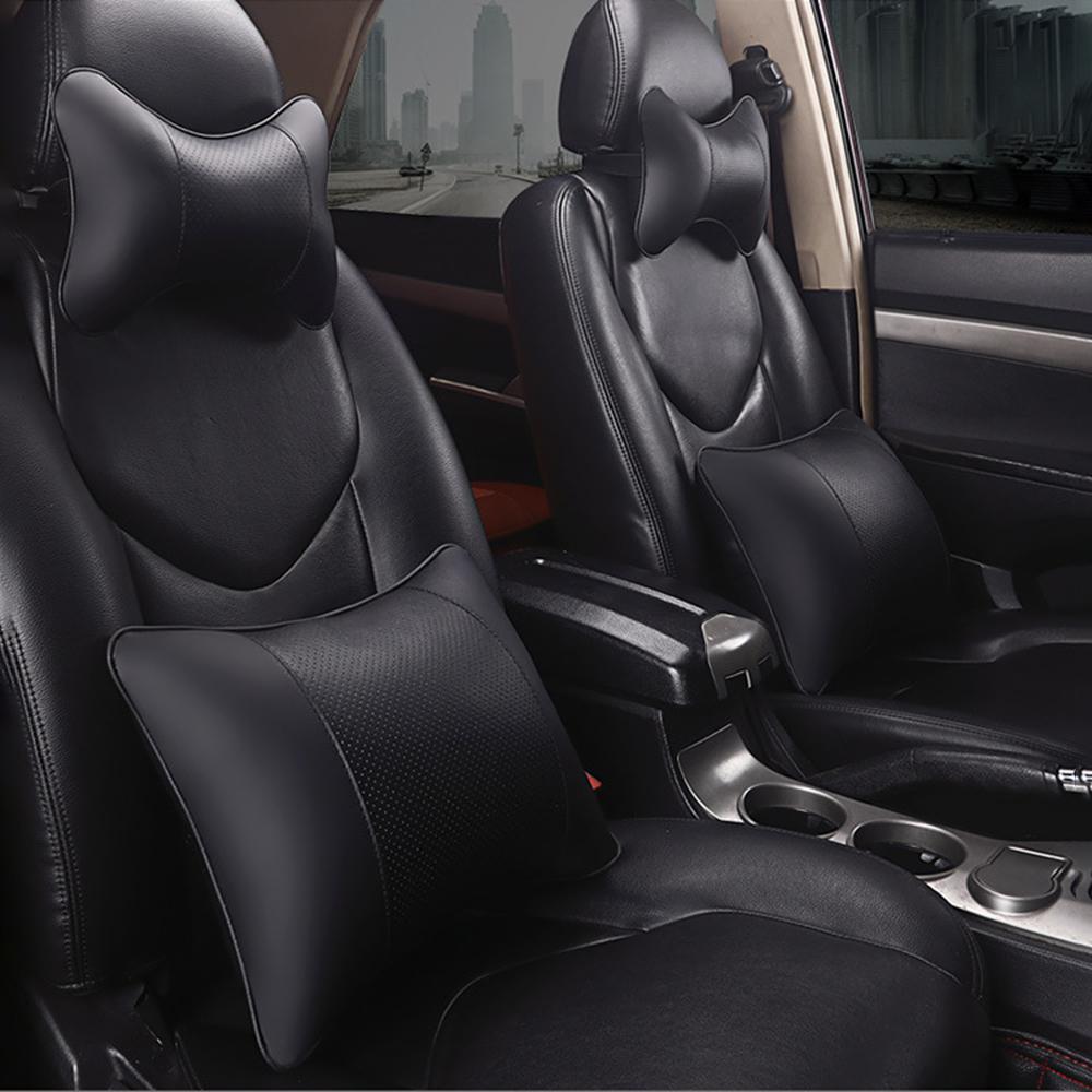 1pcs Pu Leather Both Side For Head Pain Relief Travel Healthcare Car Neck Pillows Filled Fiber Car Pillow Pack Headrest