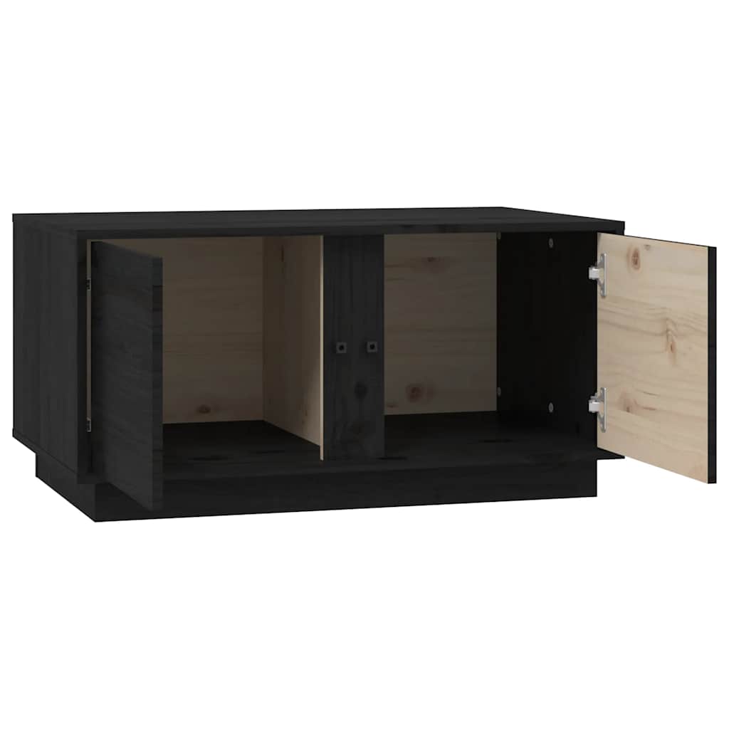 Vidaxl Stolik Kawowy, Czarny, 80X50X40 Cm, Lite Drewno Sosnowe