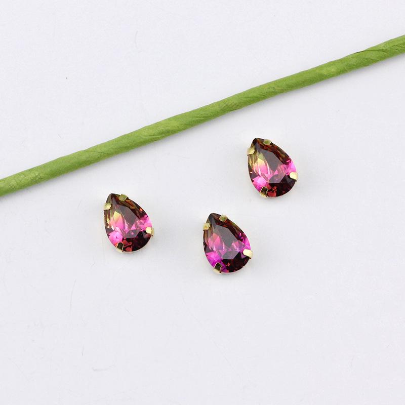 Серебряный коготь Капля Турмалин Бриллиант Градиентный драгоценный камень для DIY ювелирных изделий, обуви, сумок - 10x14 мм Кристальный камень.