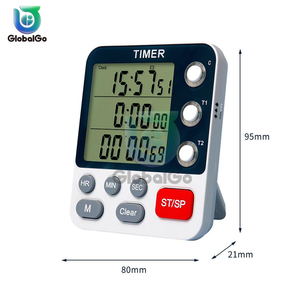3 Channels Digital Kitchen Timer Count UP/Down Timer 3 Levels Volume Loud Alarm Digits Timer with Memory Function Bracket/Magnet3