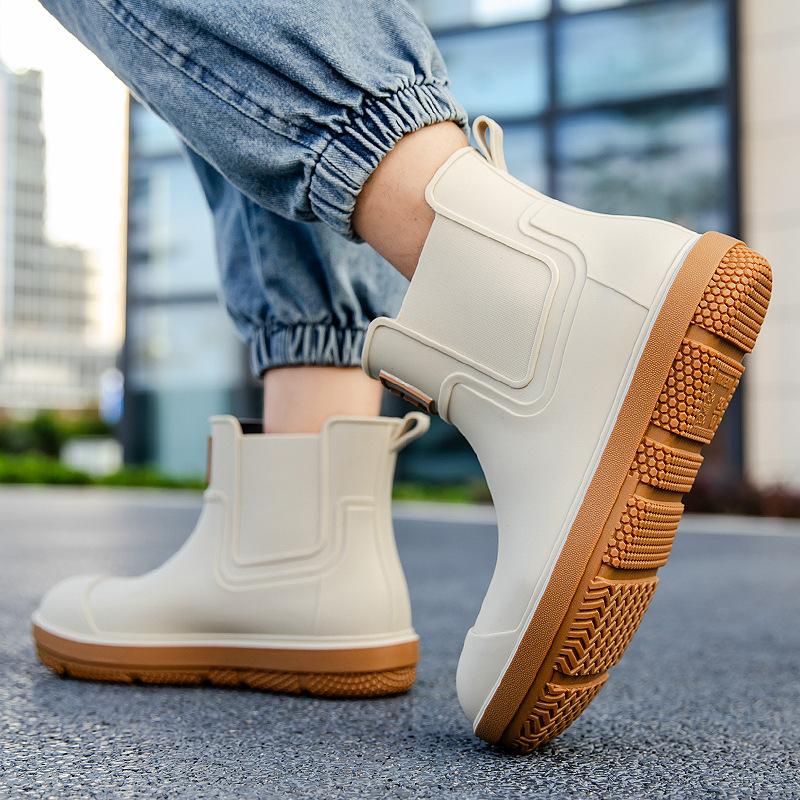 Дождевики мужские модные короткие резиновые сапоги новые взрослые водные сапоги кухонные рабочие водные сапоги нескользящие водонепроницаемые бахилы