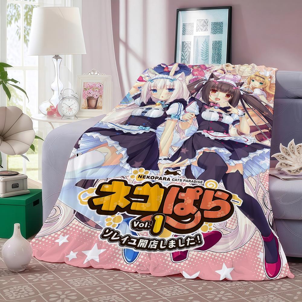 Аниме милый плед Nekopara для дивана, офиса, кровати, самолета, путешествий, сна, чтения, отдыха, кемпинга, мягкий и теплый