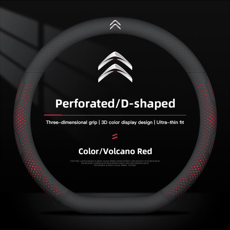 38cm Leather Car Steering Wheel Cover For Citroen C4 C3 C2 C1 DS3 Xsara Picasso Auto Steering Wheel Cover Car Interior keychain
