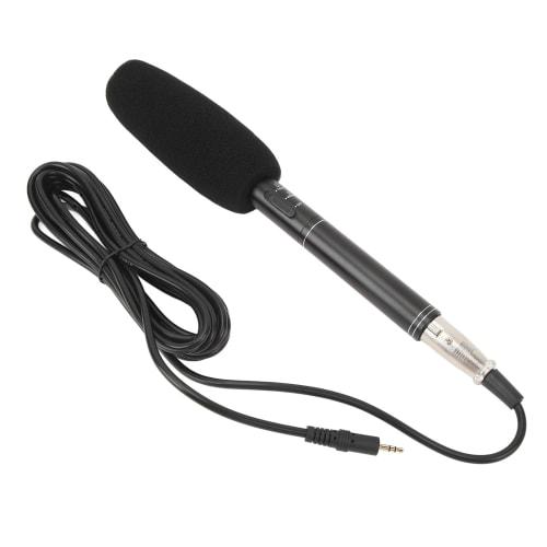 Condenser Interview Microphone, Professional Photo News Reporter Condenser Shotgun Microphone Kit with Metal Mount, Windscreen, XLR Cable, and Adapter
