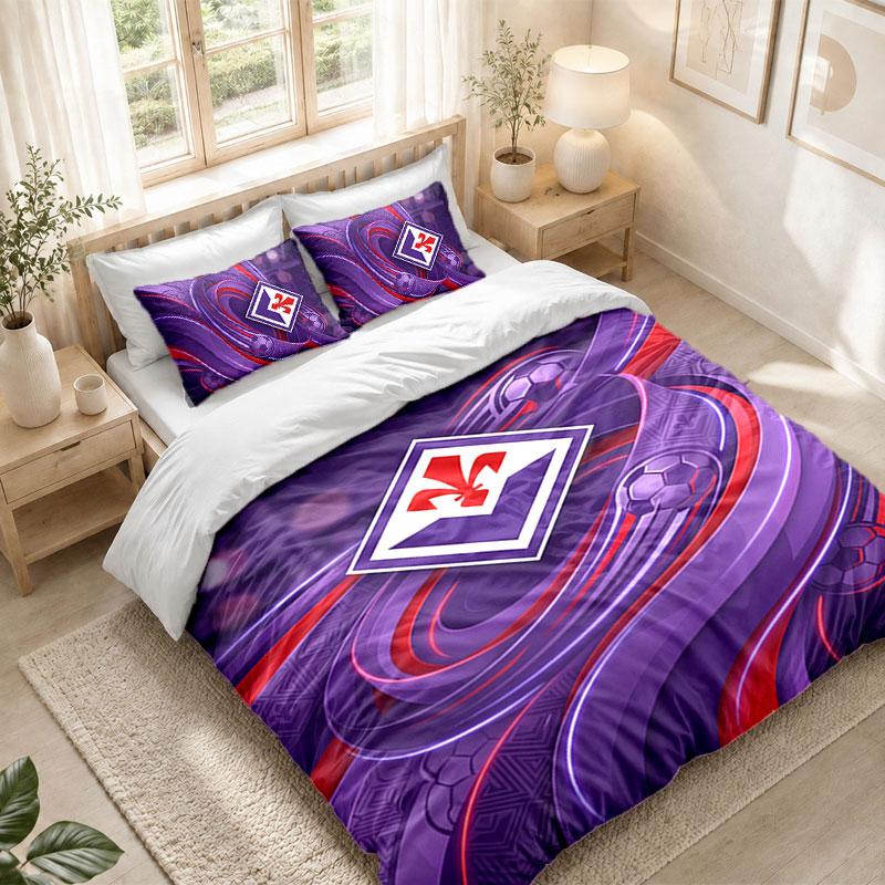 Bedding Set 1 Duvet Cover 2 Pillowcases Fiorentina FC Print Bedroom Home Decoration
