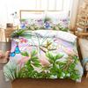 Flamingo Duvet Cover Set Tropical Animal Comforter Cover Leaves Palm Leaves Bedding Set Polyester Nature Theme Queen Quilt Cover