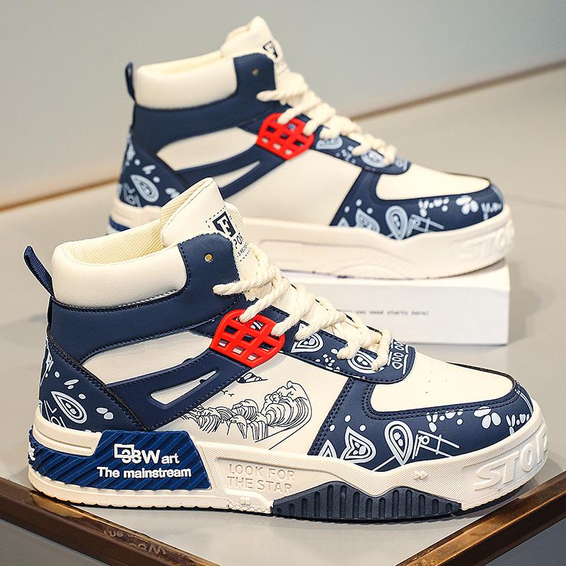 Мужская новая обувь Мужская обувь для скейтборда Средние и высокие кроссовки Спортивная повседневная обувь Модная плоская повседневная баскетбольная обувь