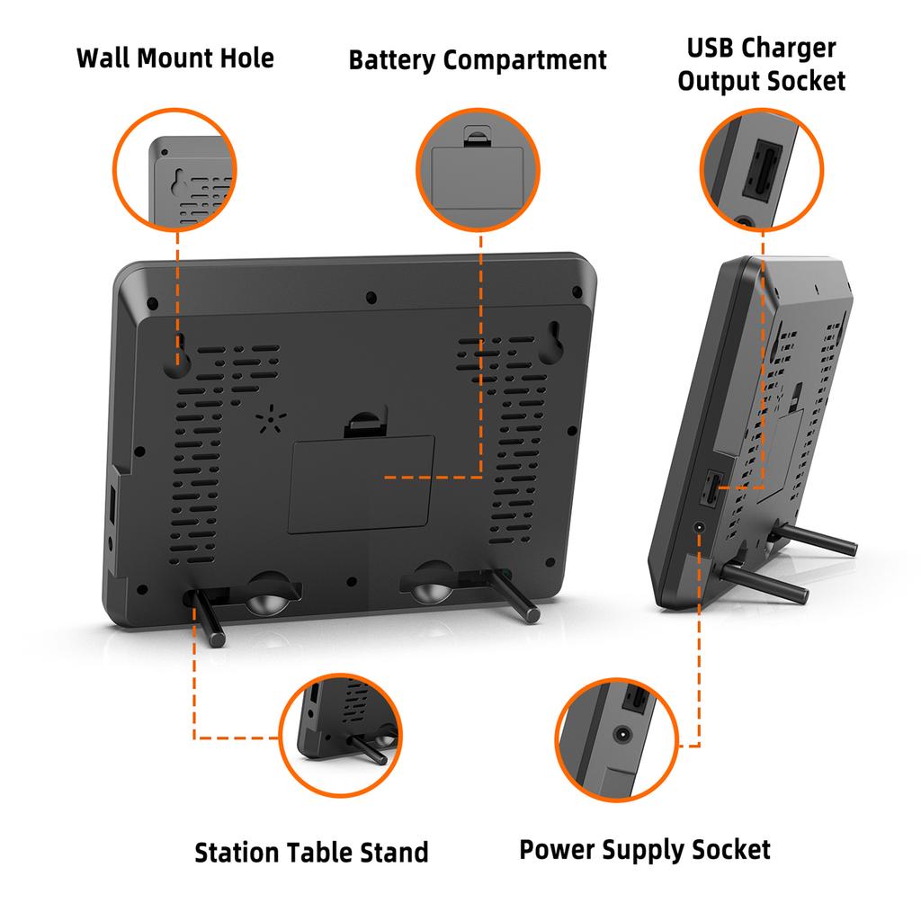 Беспроводная метеостанция Комнатный уличный термометр 6-дюймовый цветной экран Цифровой метеотермометр Прогноз погоды Температура