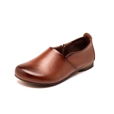 Ретро Мокасины Женские Туфли на Плоской Подошве Женские Мягкие Повседневные Туфли Натуральная Кожа Балетки Обувь для Мамы Femme Слипоны Лоферы WSH5246