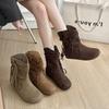 Модные женские модные высококачественные и элегантные ботинки 2025 весна и осень новые ретро замшевые повседневные на плоской подошве модные ботинки