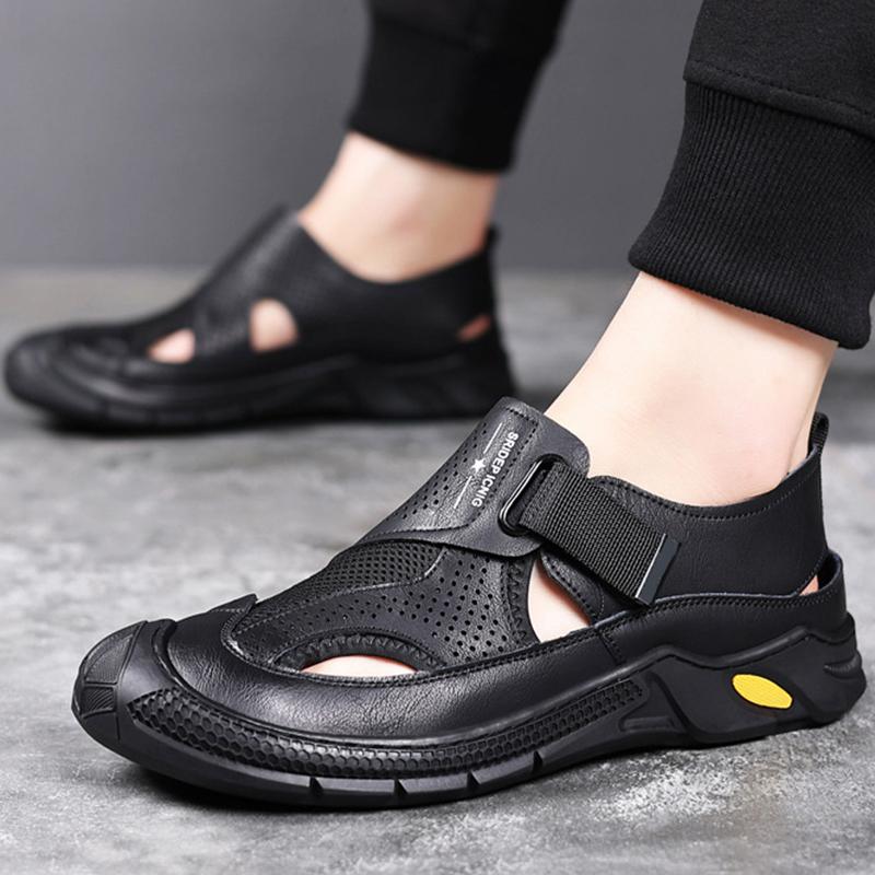 Baotou Breathable Men's Shoes New Men's Summer Men's Shoes Fashion Sandals Hollow Sports Quicksohling Leather Shoes Size 38-44