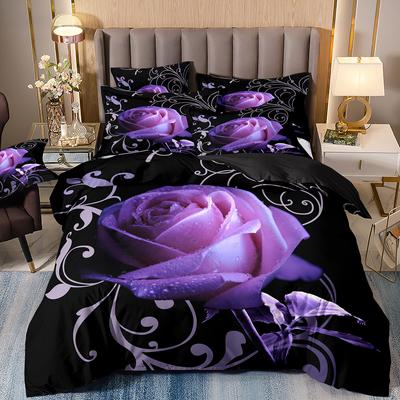 Красная Роза 3D Цветочный Пододеяльник Комплект постельного белья Цветочное Постельное Белье Двуспальная Простыня Одеяло Летнее Одеяло Королевский Размер