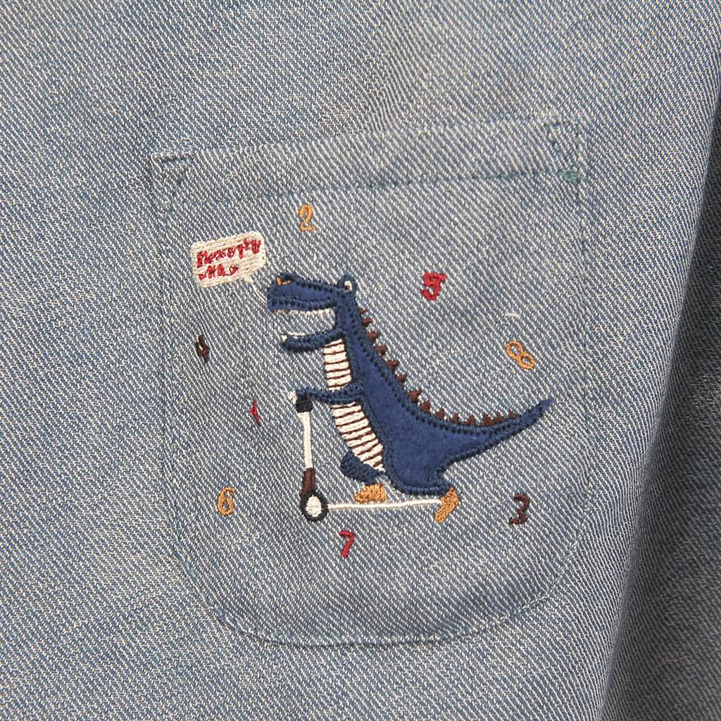 Детский халат с рисунком динозавра, синий, 100 см [Kusuguru Japan] KSM204-01