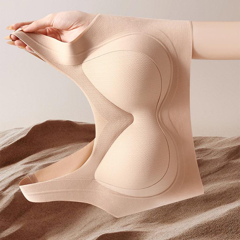 Pull and gather, large size, seamless comfort, no steel ring, double breasts, upper support, anti-sagging, beautiful back bra