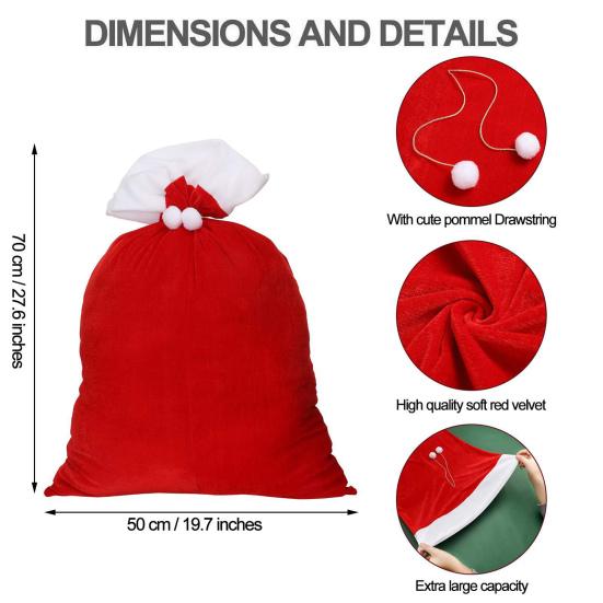 Рождественский подарочный мешок на завязках, карманный дизайн, большая вместимость, рюкзак Санты, конфеты, чай