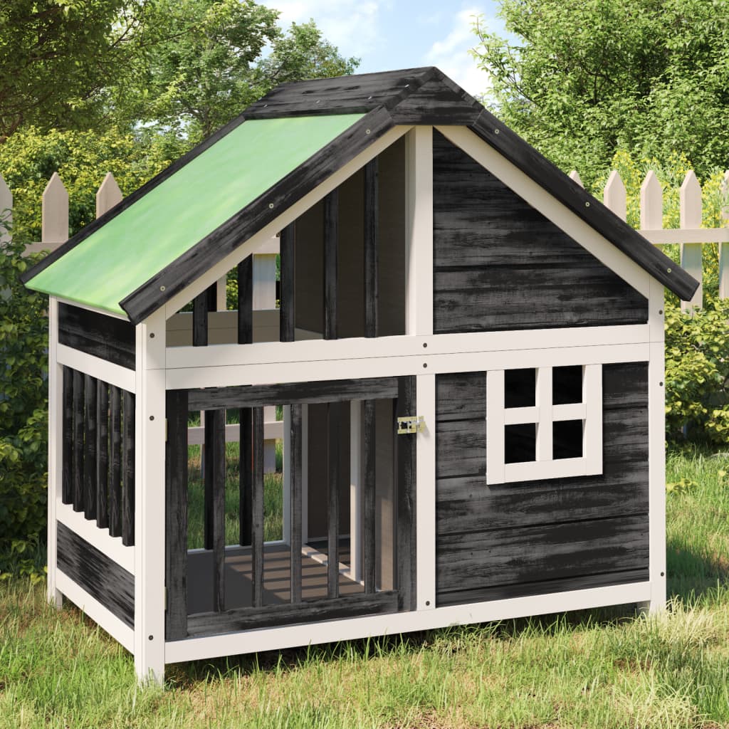 Dog House Gray 96 x 60.5 x 87 cm Solid Pine Wood