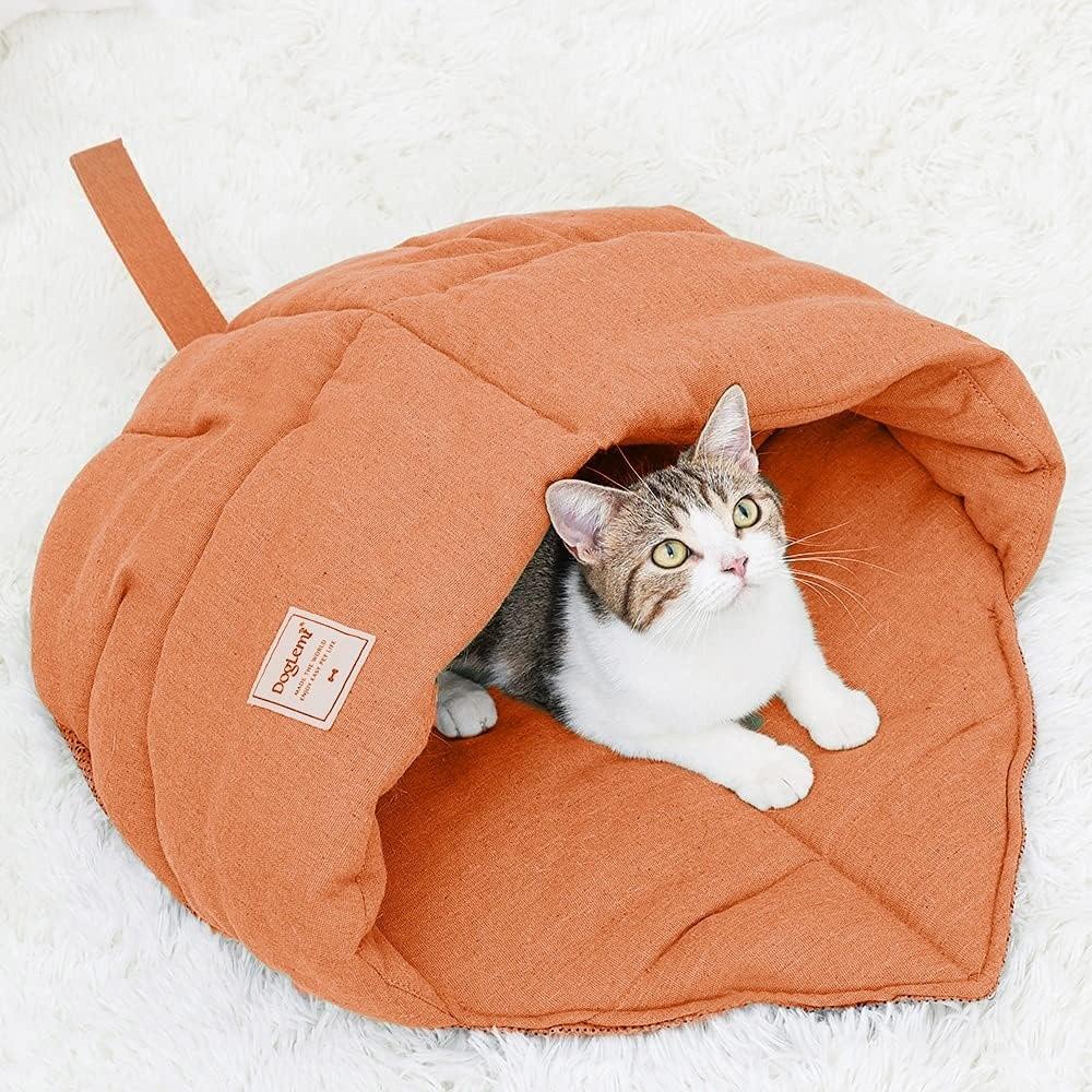 Linen Fabric Cat Sleeping Bag Durable Pet Cuddle Zone New Thermal Washable Bed Puppy Kitten