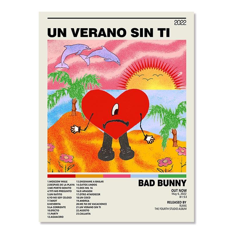 Bad Bunny Un Verano Sin Ti треклист музыкальный альбом хип-хоп живопись настенная живопись холст печать плакатов картина гостиная домашний декор