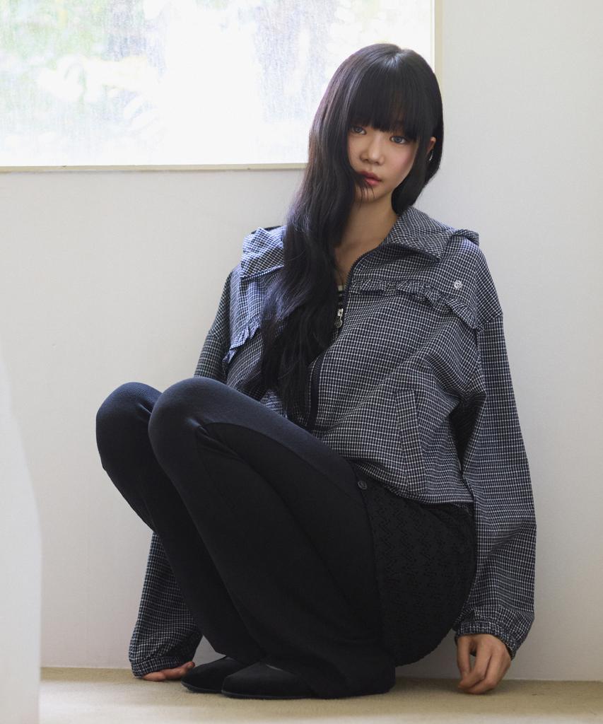 CORALIQUE Клетчатый Худи-Джемпер с Воланами, Двусторонний, Темно-синий