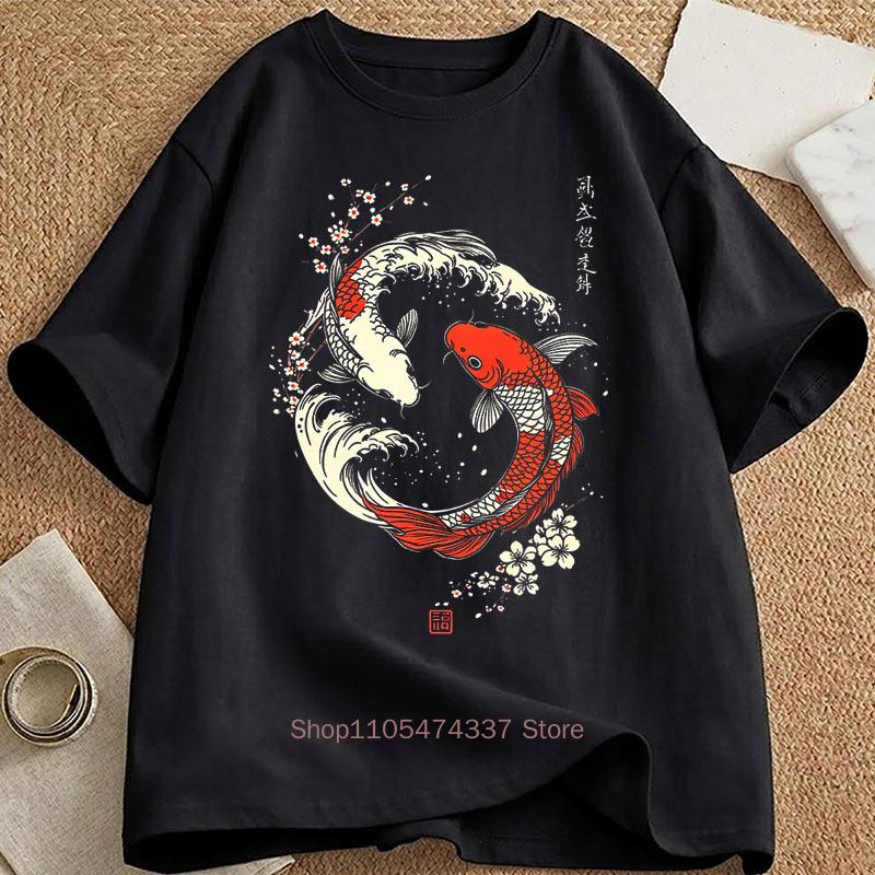 Men's Graphic T-shirt Cotton Crew Neck Yin Yang Koi Fish Pattern Print T-shirts for Women Summer Casual Fashion Harajuku Comfort Tops Unisex,gift,Top