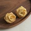 Handmade three-dimensional pleated fabric mesh rose stud earrings elegant and exquisite premium earrings daily commuter dress earrings