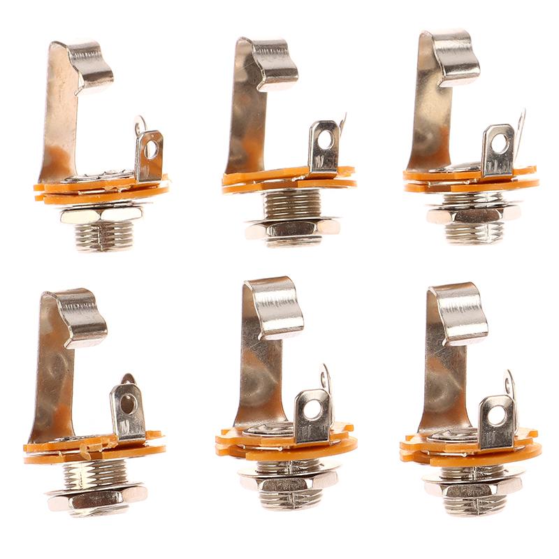 5Pcs Electric Guitar Input Jack For Electric Guitar Bass Guitar 1/4"" (6.35Mm) 6.5Mm Mono Jack Socket Nut & Washer