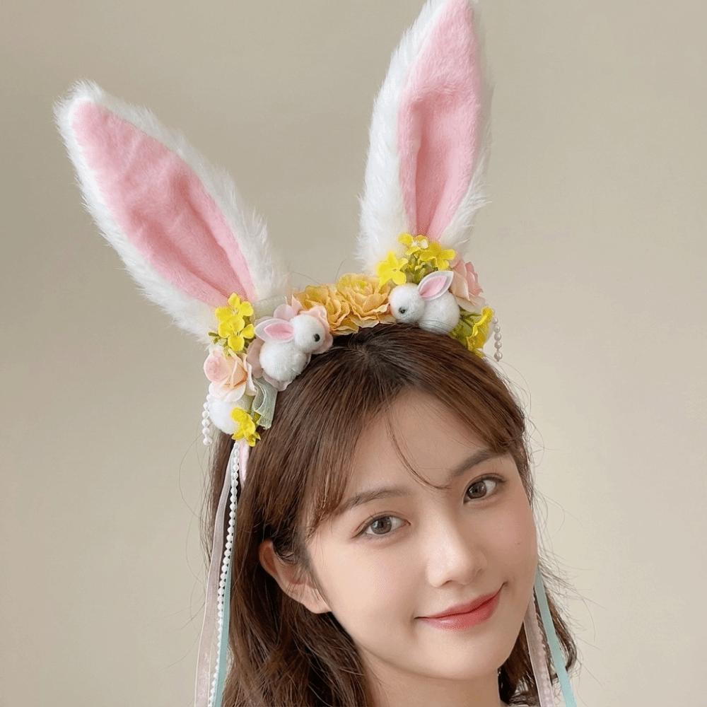 Plush Rabbit Hair Band Tassel Rabbit Ear Hair Ornament Mid-Autumn Festival Headband Festival