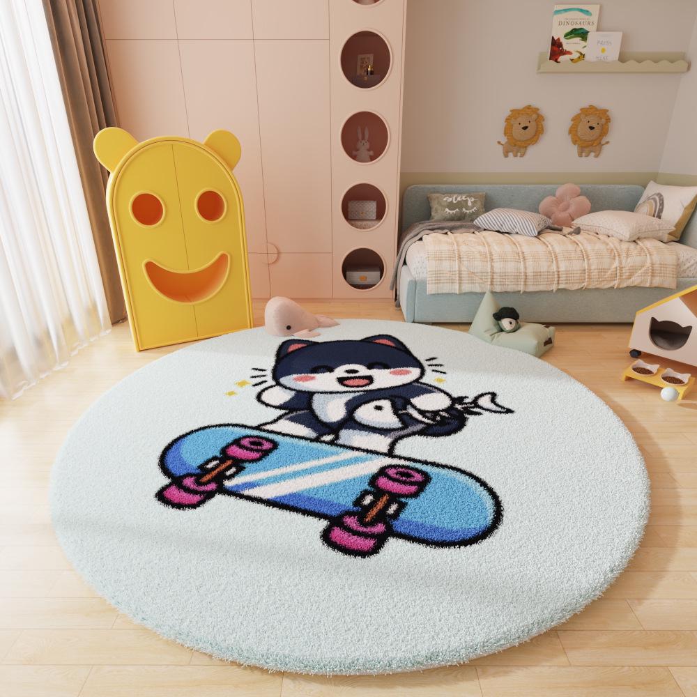 Круглый ковер с рисунком в скандинавском стиле для гостиной, кабинета или спальни – детский коврик для журнального столика и прикроватный коврик